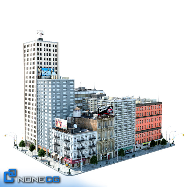 new york city block 3d model - NYC Block Set 7... by NONECG